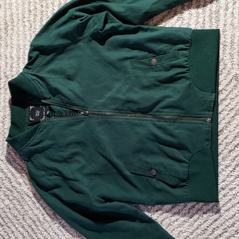 Iris Green Zip Bomber Jacket - image 2